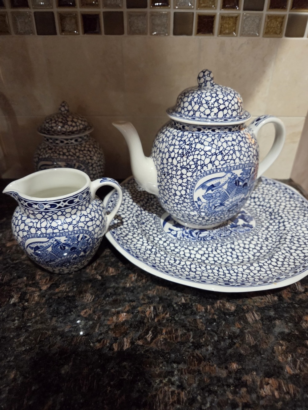 Blue and White Porcelain Teapot Set